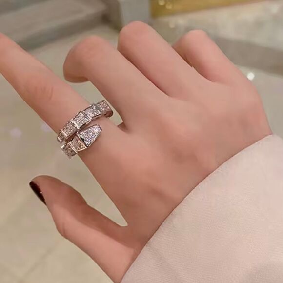 Silver Snake Rhinestone Ring - Picture 4 of 6